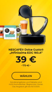 Kaffeemaschine NESCAFÉ® Dolce Gusto® „Infinissima EDG 160.A“ nur 39 €