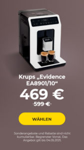 Kaffeemaschine Krups „Evidence EA8901/10“ nur 469 €