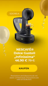 Kaffeemaschine NESCAFÉ® Dolce Gusto® „Infinissima EDG 160.A“ nur 46.90 € 79 €