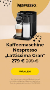 Kaffeemaschine Nespresso „Lattissima Gran“ 279 €