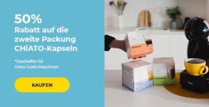 50% auf die zweite Packung CHiATO-Kapseln