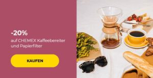 20% auf CHEMEX Kaffeebereiter und Papierfilter