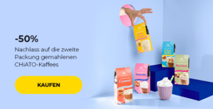 -50% auf die zweite Packung gemahlenen CHiATO-Kaffees